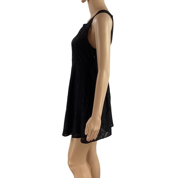Free People Placed Lace Mini Fit Flare Slip Dress Black Size S - Picture 8 of 11